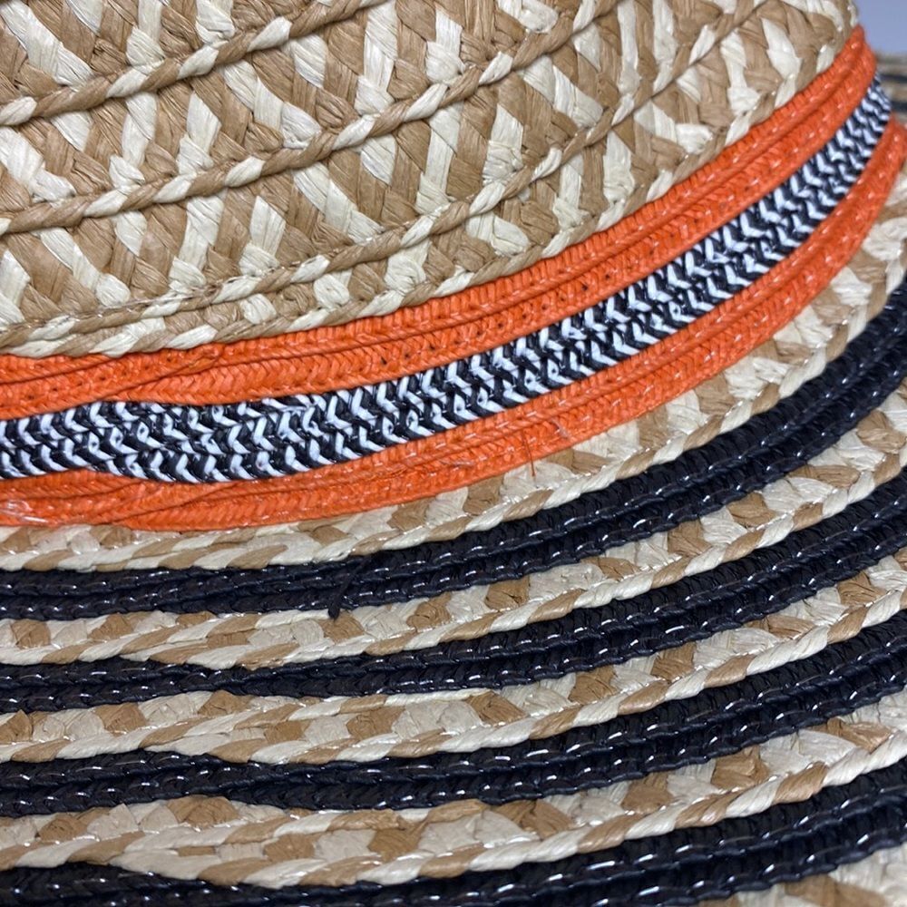Striped Aztec Tribal Boho Straw Hat - Picture 3 of 7